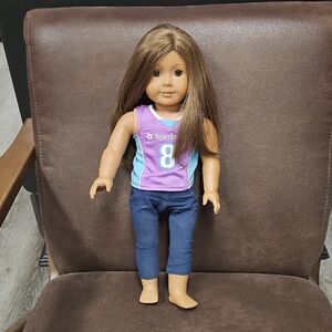American Girl Doll with Purple and Blue Outfit